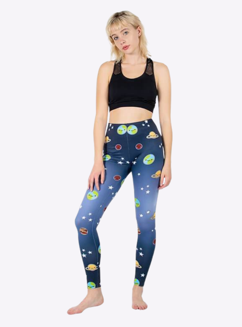 Regular Leggings (8-12 UK Size) - Cute Planet - Kukubird-UK