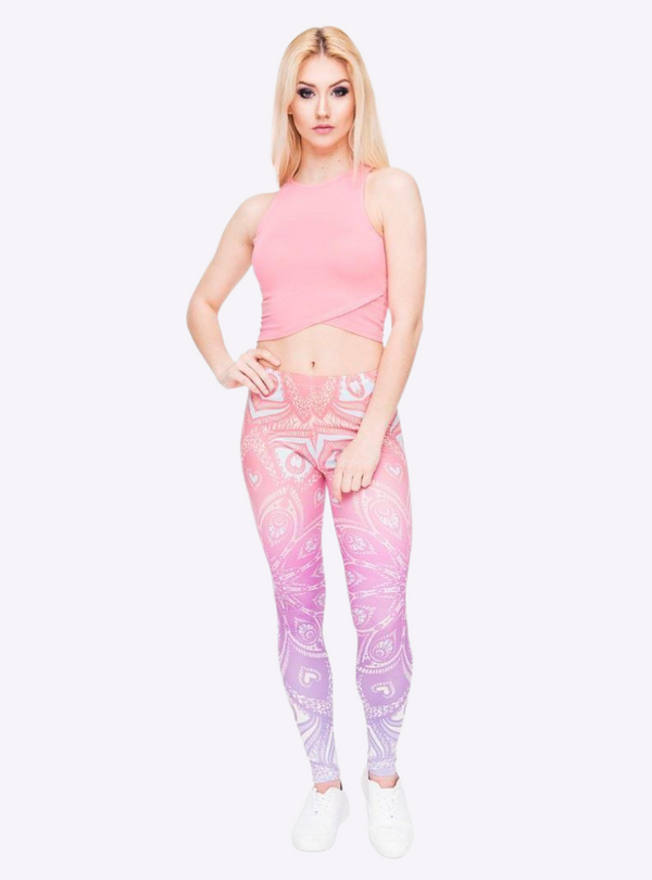 Regular Leggings (8-12 UK Size) - Mandala Orange Ombre - Kukubird-UK