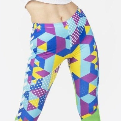 Regular Leggings (8-12 UK Size) - Geo Cubic - Kukubird-UK