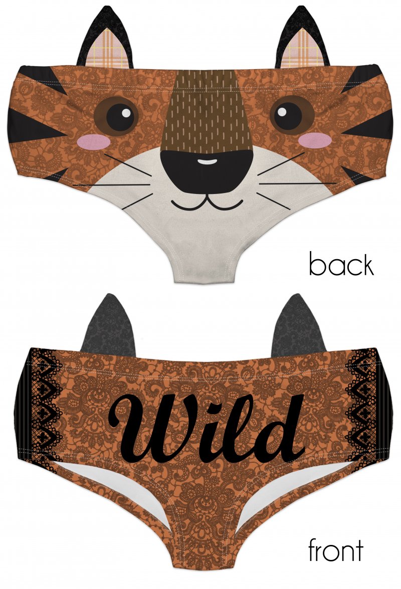 Ear Pantie - Wild Tiger (6-10 UK Size) - Kukubird_UK