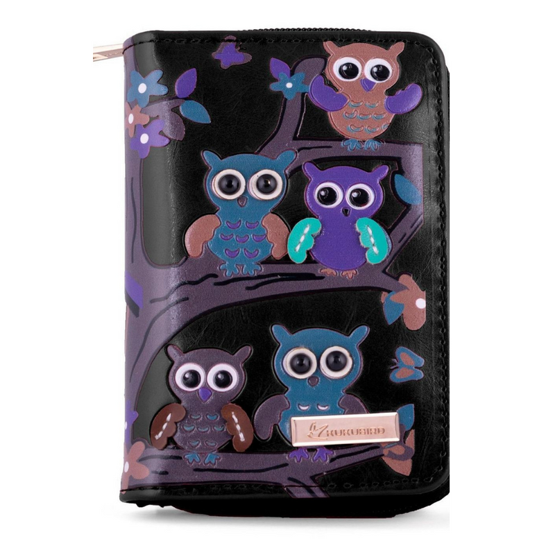 Kukubird Medium Purse Owl's in Tree - Black - Kukubird-UK