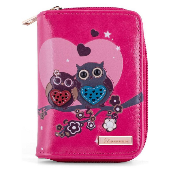 Kukubird Medium Purse 2 owl's love - Fuchsia - Kukubird-UK