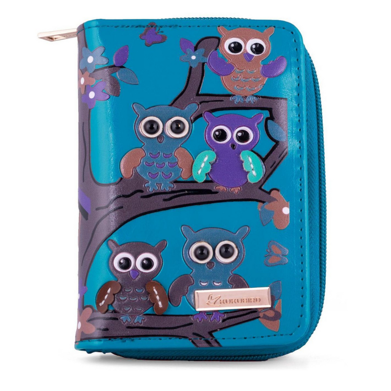 Kukubird Medium Purse Owl's in Tree - Blue - Kukubird-UK