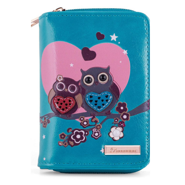 Kukubird Medium Purse 2 owl's love - Blue - Kukubird-UK