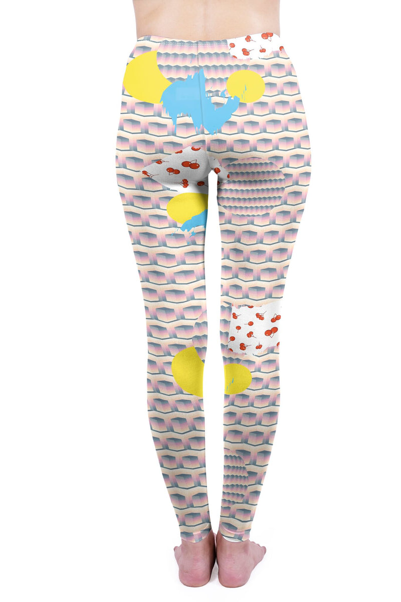 Regular Leggings (8-12 UK Size) - Stacked Cherry Kiss - Kukubird_UK