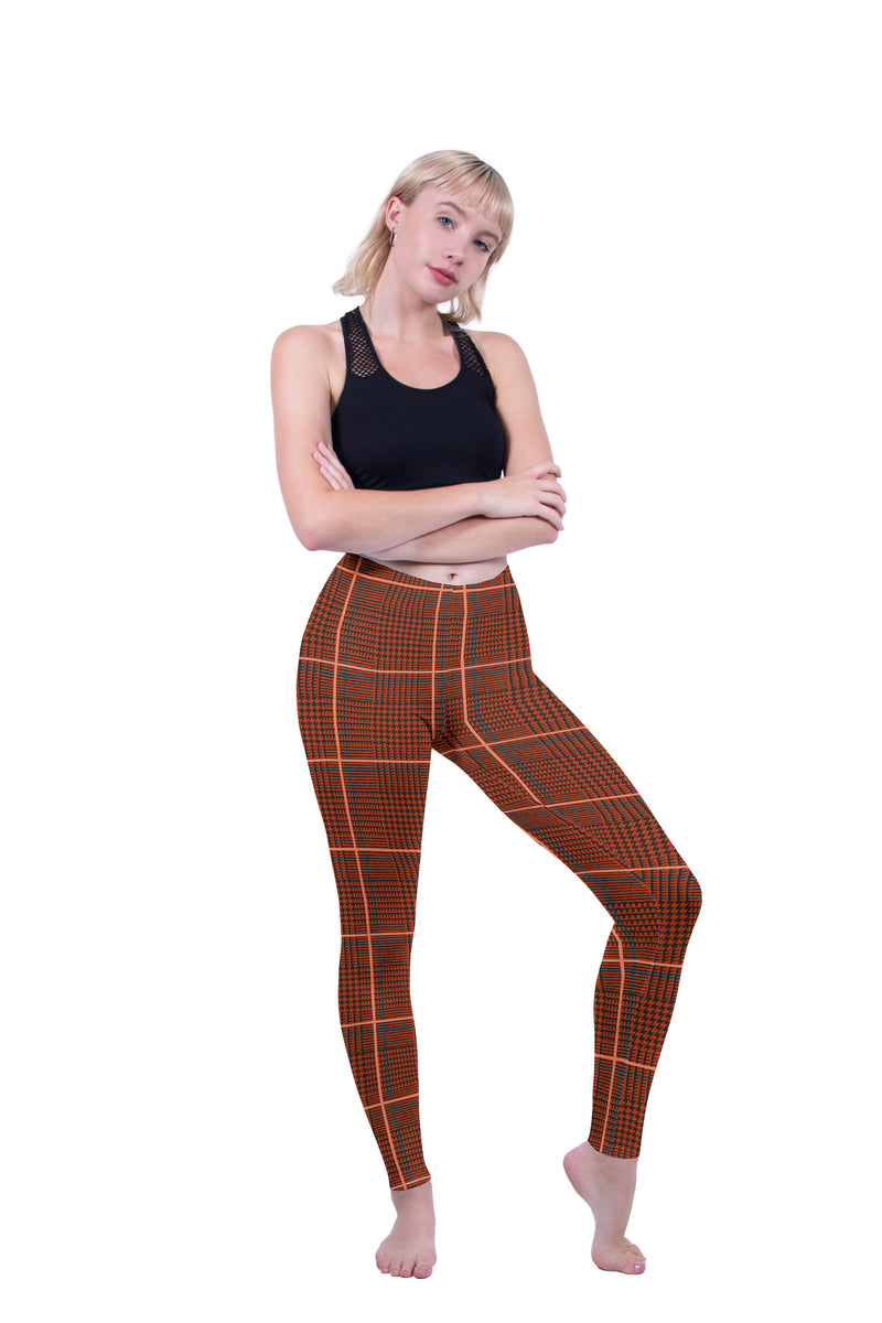 Regular Leggings (8-12 UK Size) - Burnt Tartan - Kukubird-UK