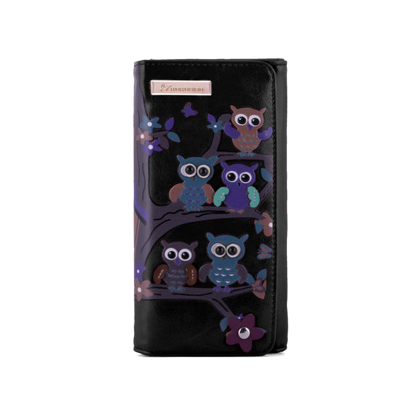 Kukubird Large Purse Owl's in Tree - Black - Kukubird_UK