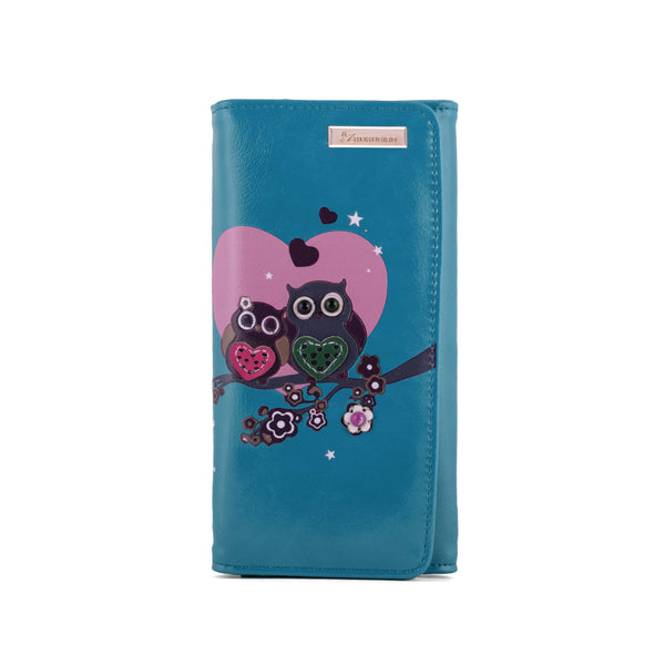 Kukubird Large Purse 2 owl's love - Blue - Kukubird_UK