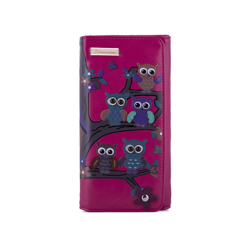 Kukubird Large Purse Owl's in Tree - Fuchsia - Kukubird_UK