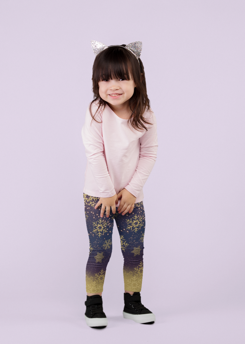 Children's Leggings - Golden Snowflakers