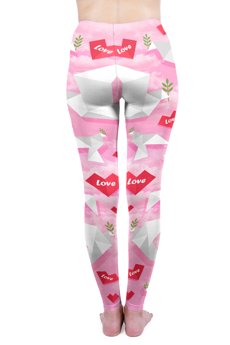 Regular Leggings (8-12 UK Size) - Origami Love Doves - Kukubird_UK