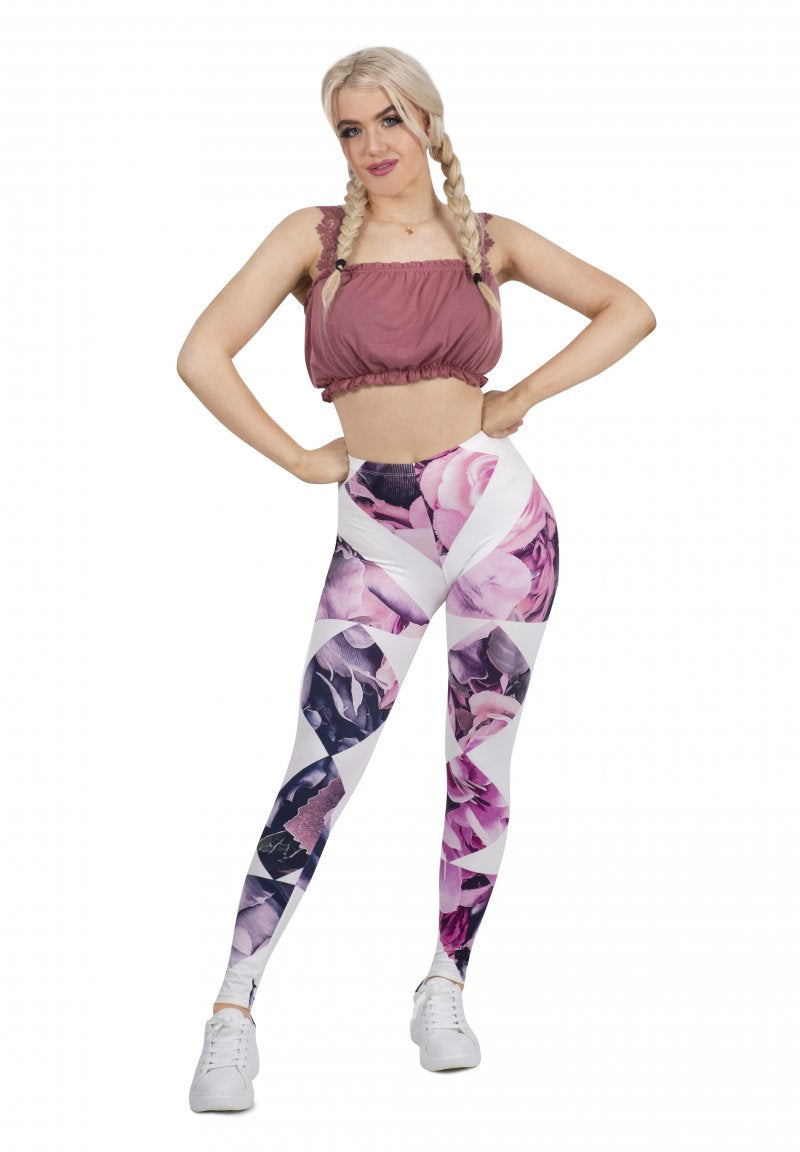 Regular Leggings (8-12 UK Size) - Diamond Floral - Kukubird-UK