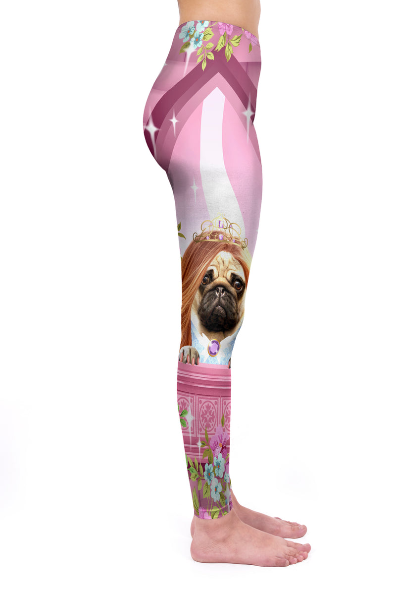 Regular Leggings (8-12 UK Size) - Princess Pugerella - Kukubird_UK