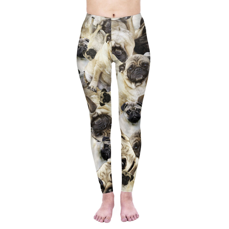 Regular Leggings (8-12 UK Size) - Pug Pile - Kukubird_UK