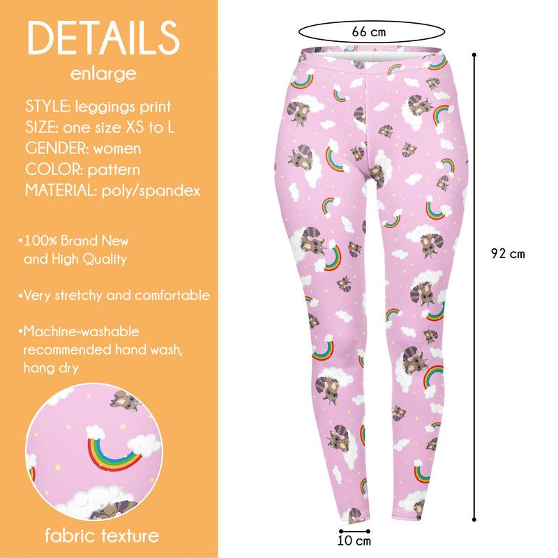 Regular Leggings (8-12 UK Size) - Raccoonicorn - Kukubird_UK