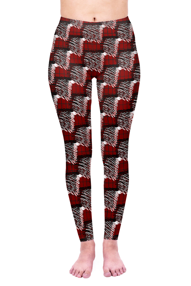 Regular Leggings (8-12 UK Size) - Red Scribble Check - Kukubird_UK