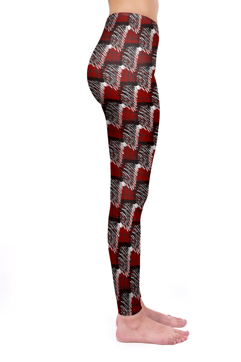 Regular Leggings (8-12 UK Size) - Red Scribble Check - Kukubird_UK