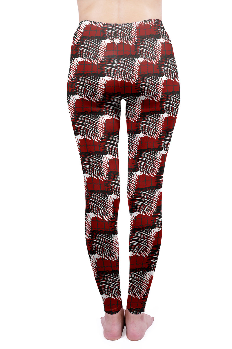 Regular Leggings (8-12 UK Size) - Red Scribble Check - Kukubird_UK