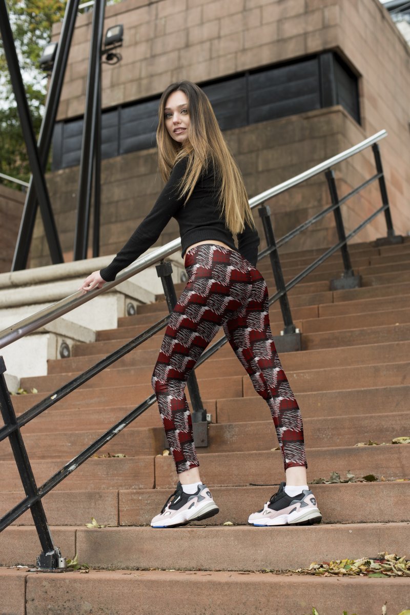 Regular Leggings (8-12 UK Size) - Red Scribble Check - Kukubird_UK