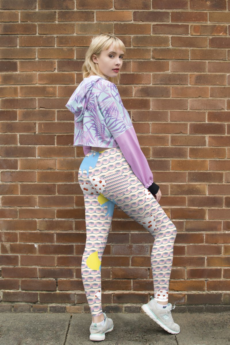 Regular Leggings (8-12 UK Size) - Stacked Cherry Kiss - Kukubird_UK