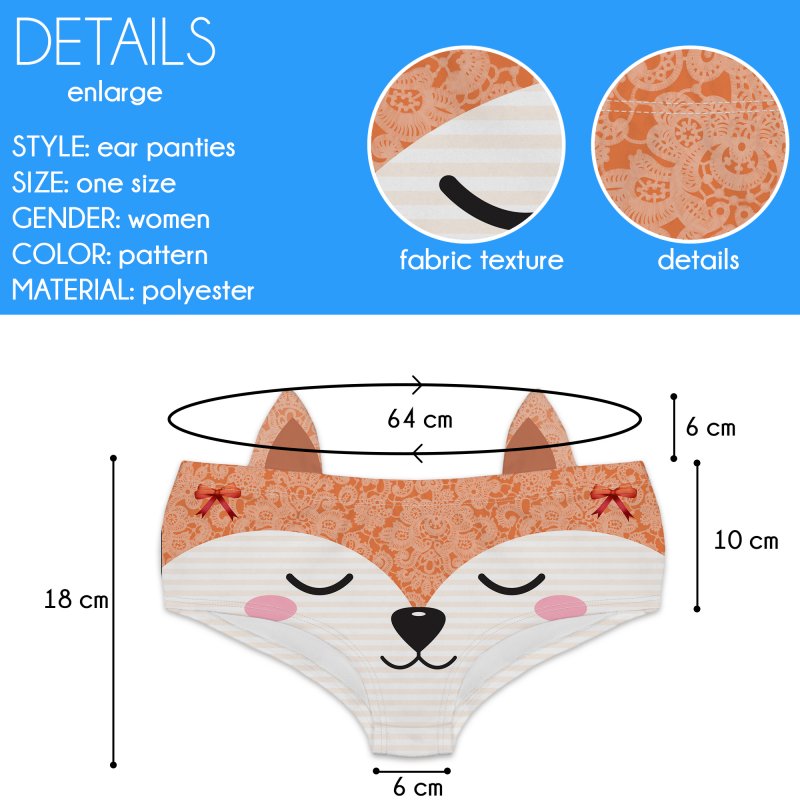 Ear Pantie - Foxy (6-10 UK Size) - Kukubird_UK