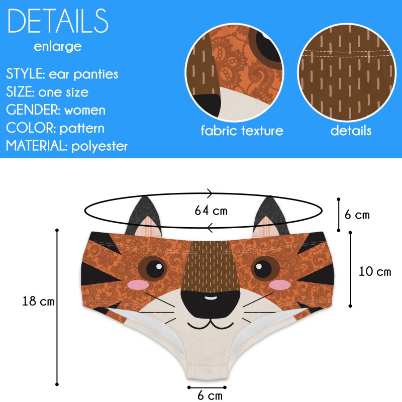 Ear Pantie - Wild Tiger (6-10 UK Size) - Kukubird_UK