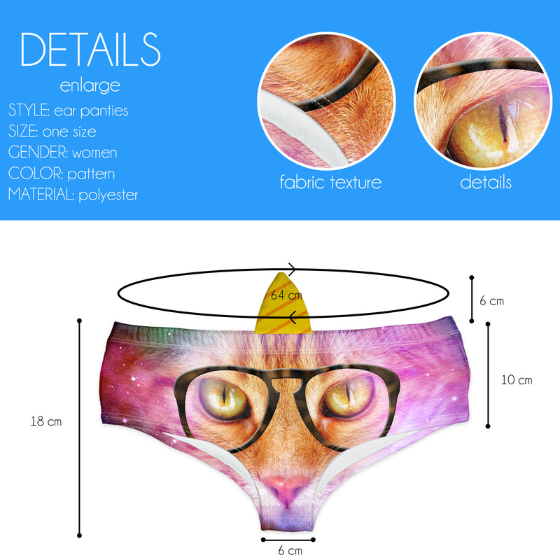 Horn Pantie - Galaxy Nerdy Caticorn (6-10 UK Size) - Kukubird_UK